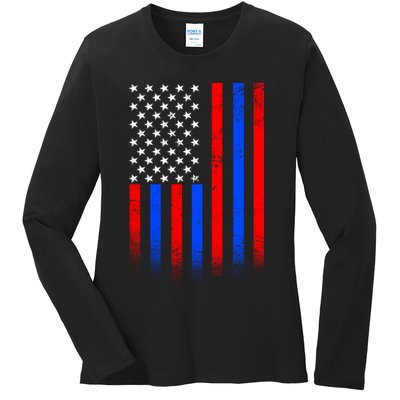 USA American Pride Flag Ladies Long Sleeve Shirt