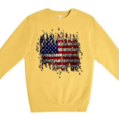 USA American Ripped Torn Flag Premium Crewneck Sweatshirt