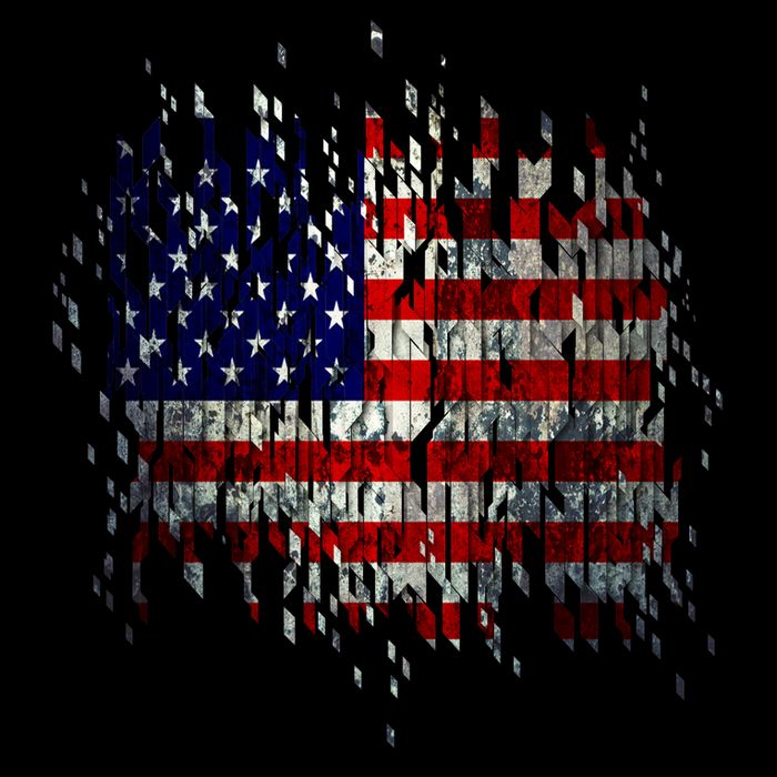 USA American Ripped Torn Flag Cooling Performance Crew T-Shirt