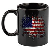 USA American Ripped Torn Flag 11oz C Handle Ceramic Mug
