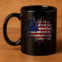 USA American Ripped Torn Flag 11oz C Handle Ceramic Mug