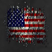 USA American Ripped Torn Flag 11oz C Handle Ceramic Mug