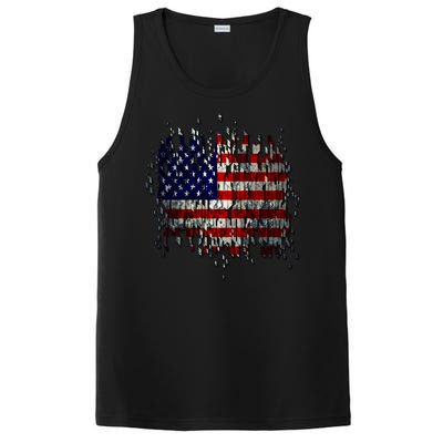 USA American Ripped Torn Flag PosiCharge Competitor Tank