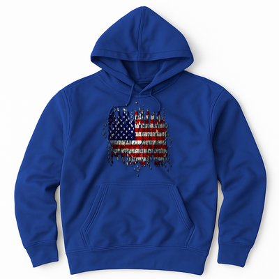 USA American Ripped Torn Flag Hoodie
