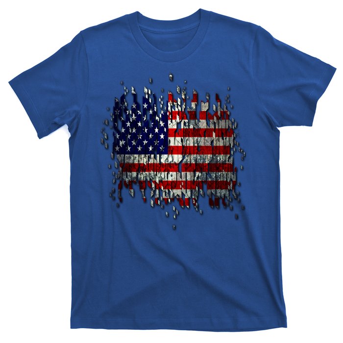 USA American Ripped Torn Flag T-Shirt