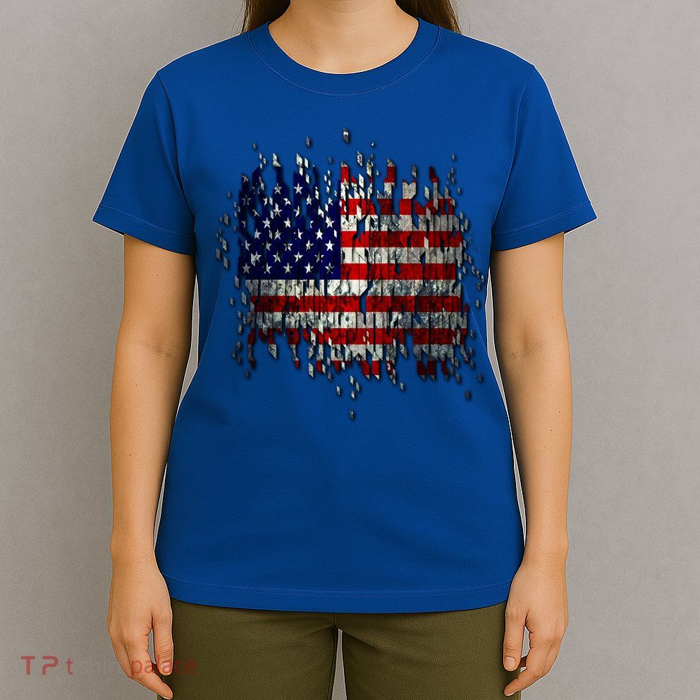 USA American Ripped Torn Flag T-Shirt