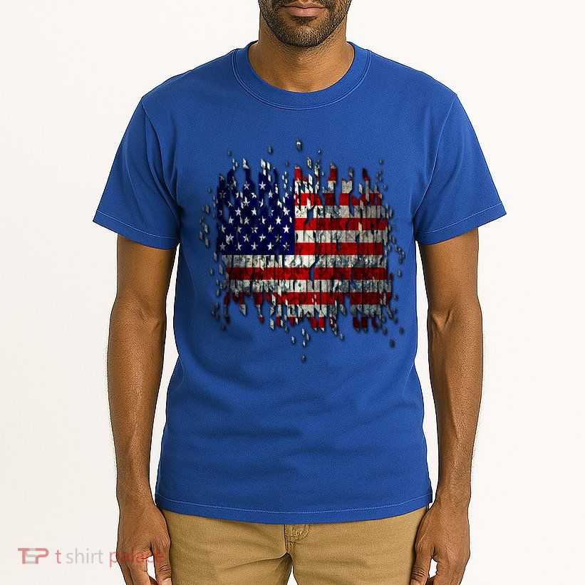 USA American Ripped Torn Flag Tall T-Shirt