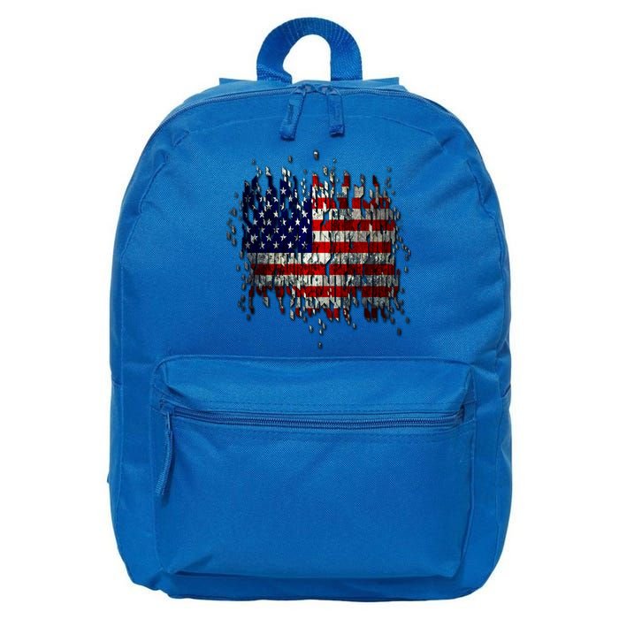 USA American Ripped Torn Flag 16 in Basic Backpack