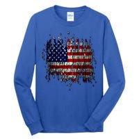 USA American Ripped Torn Flag Tall Long Sleeve T-Shirt