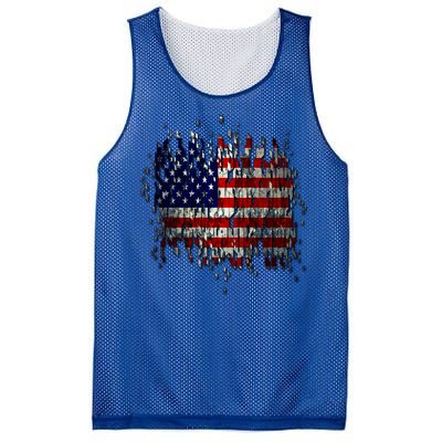 USA American Ripped Torn Flag Mesh Reversible Basketball Jersey Tank