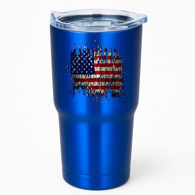 USA American Ripped Torn Flag Tumbler