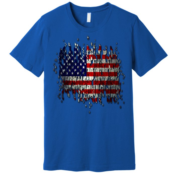 USA American Ripped Torn Flag Premium T-Shirt