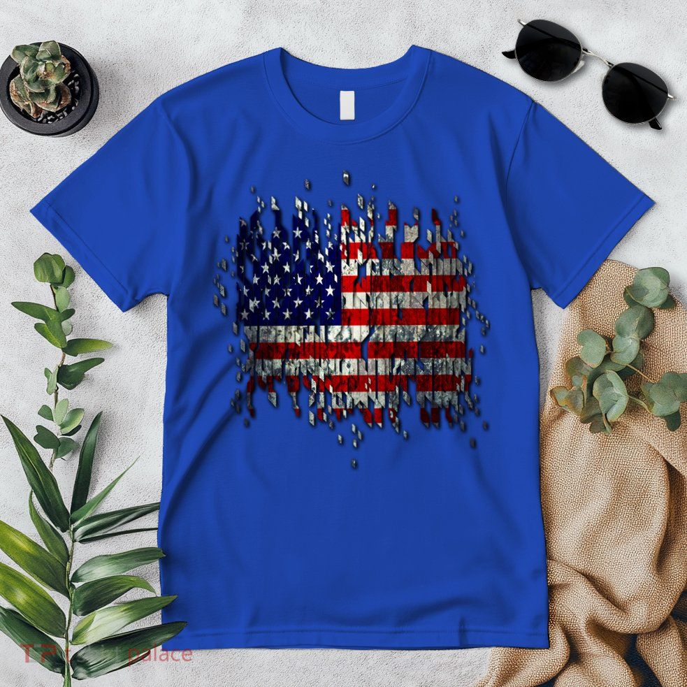 USA American Ripped Torn Flag Premium T-Shirt