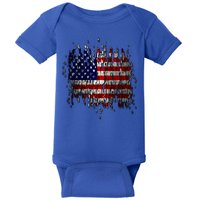 USA American Ripped Torn Flag Baby Bodysuit