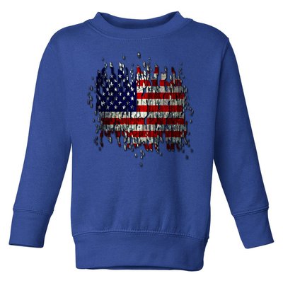 USA American Ripped Torn Flag Toddler Sweatshirt