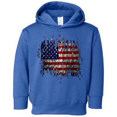 USA American Ripped Torn Flag Toddler Hoodie