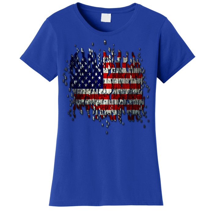 USA American Ripped Torn Flag Women's T-Shirt