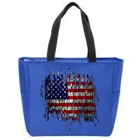 USA American Ripped Torn Flag Zip Tote Bag