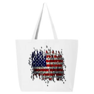 USA American Ripped Torn Flag 25L Jumbo Tote