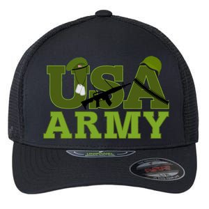 USA Army Camo Logo Flexfit Unipanel Trucker Cap