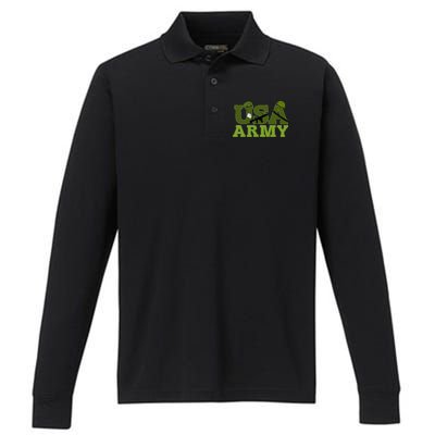 USA Army Camo Logo Performance Long Sleeve Polo