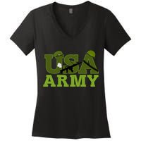USA Army Camo Logo Women's V-Neck T-Shirt