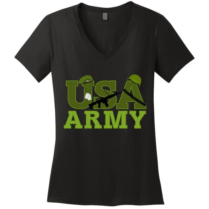 USA Army Camo Logo Women's V-Neck T-Shirt