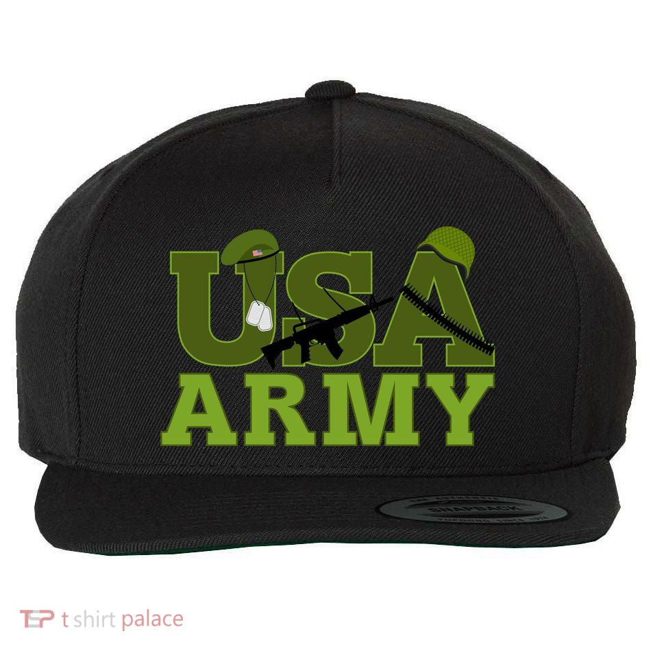 USA Army Camo Logo Wool Snapback Cap