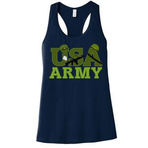 USA Army Camo Logo Women's Racerback Tank