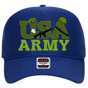 USA Army Camo Logo High Crown Mesh Back Trucker Hat