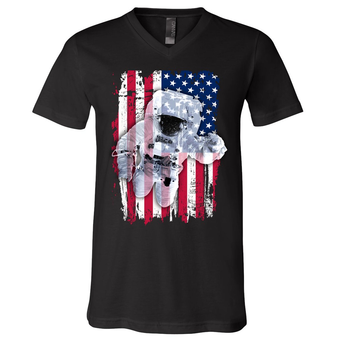 USA Astronaut American Space Flag V-Neck T-Shirt