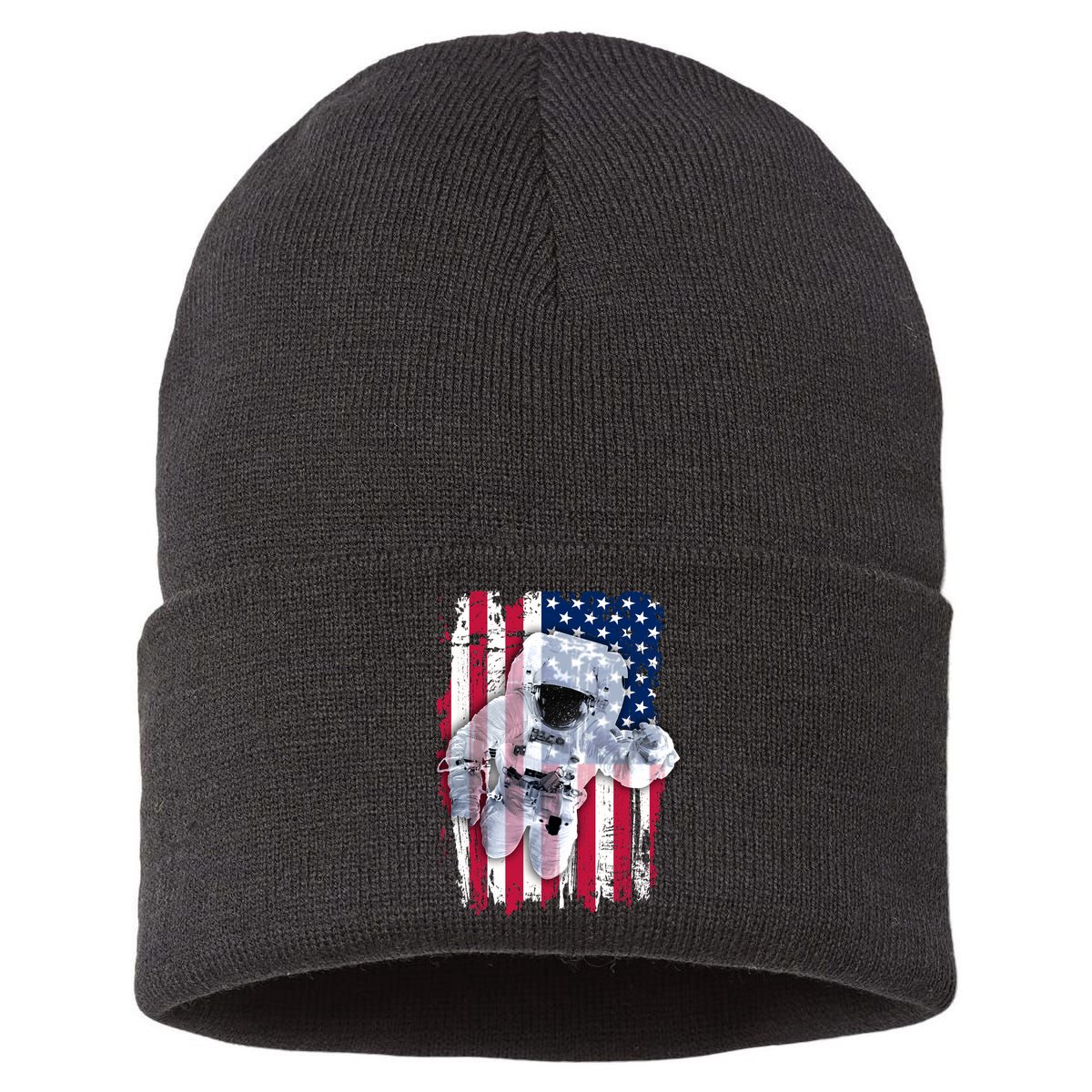 USA Astronaut American Space Flag Sustainable Knit Beanie