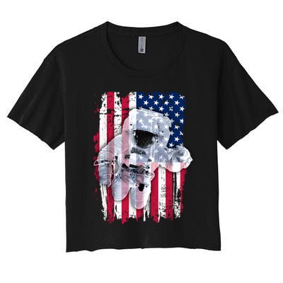 USA Astronaut American Space Flag Crop Top