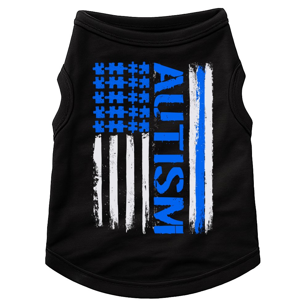 USA Autism Awareness Puzzle Flag Doggie Tank
