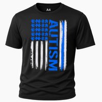 USA Autism Awareness Puzzle Flag Cooling Performance Crew T-Shirt
