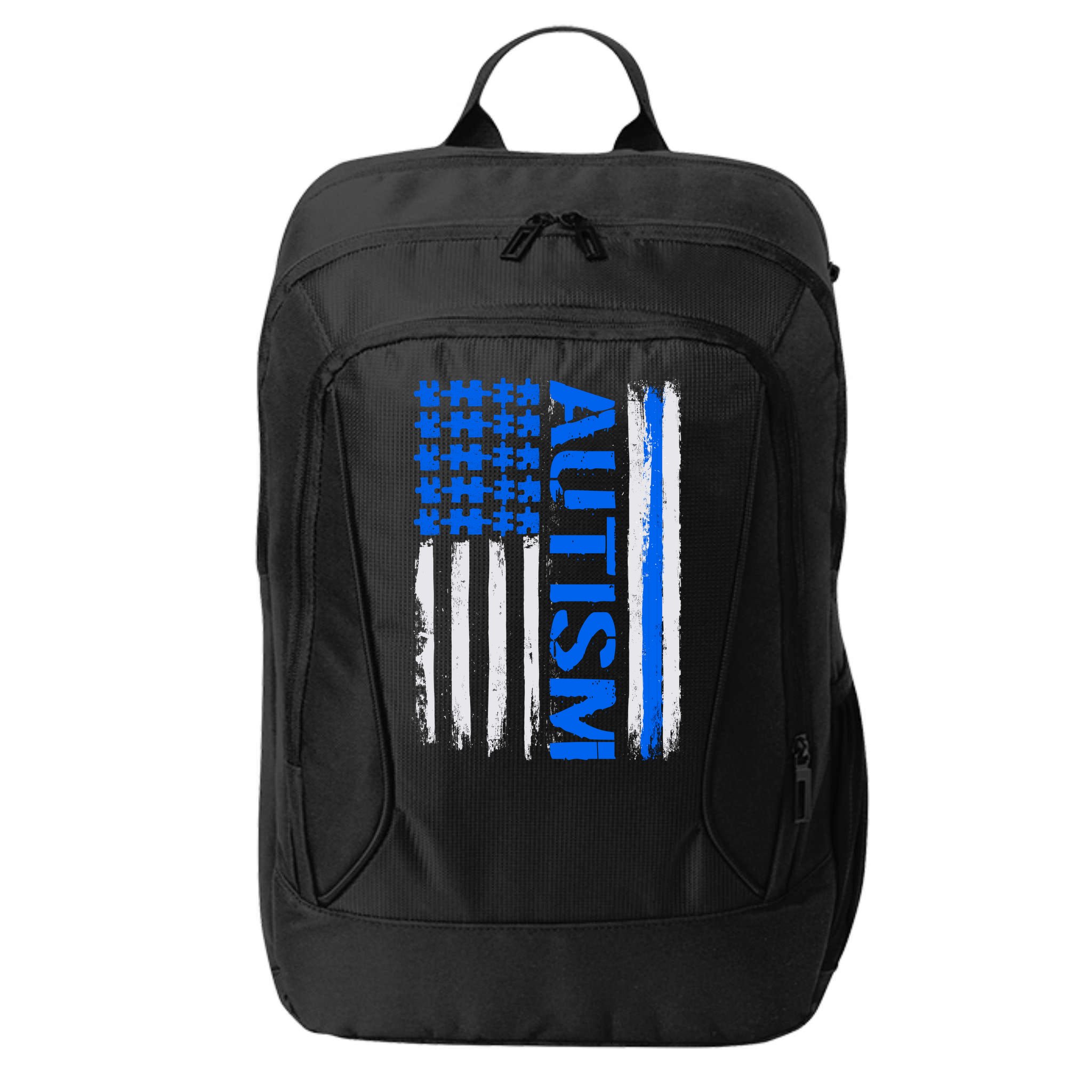 USA Autism Awareness Puzzle Flag City Backpack