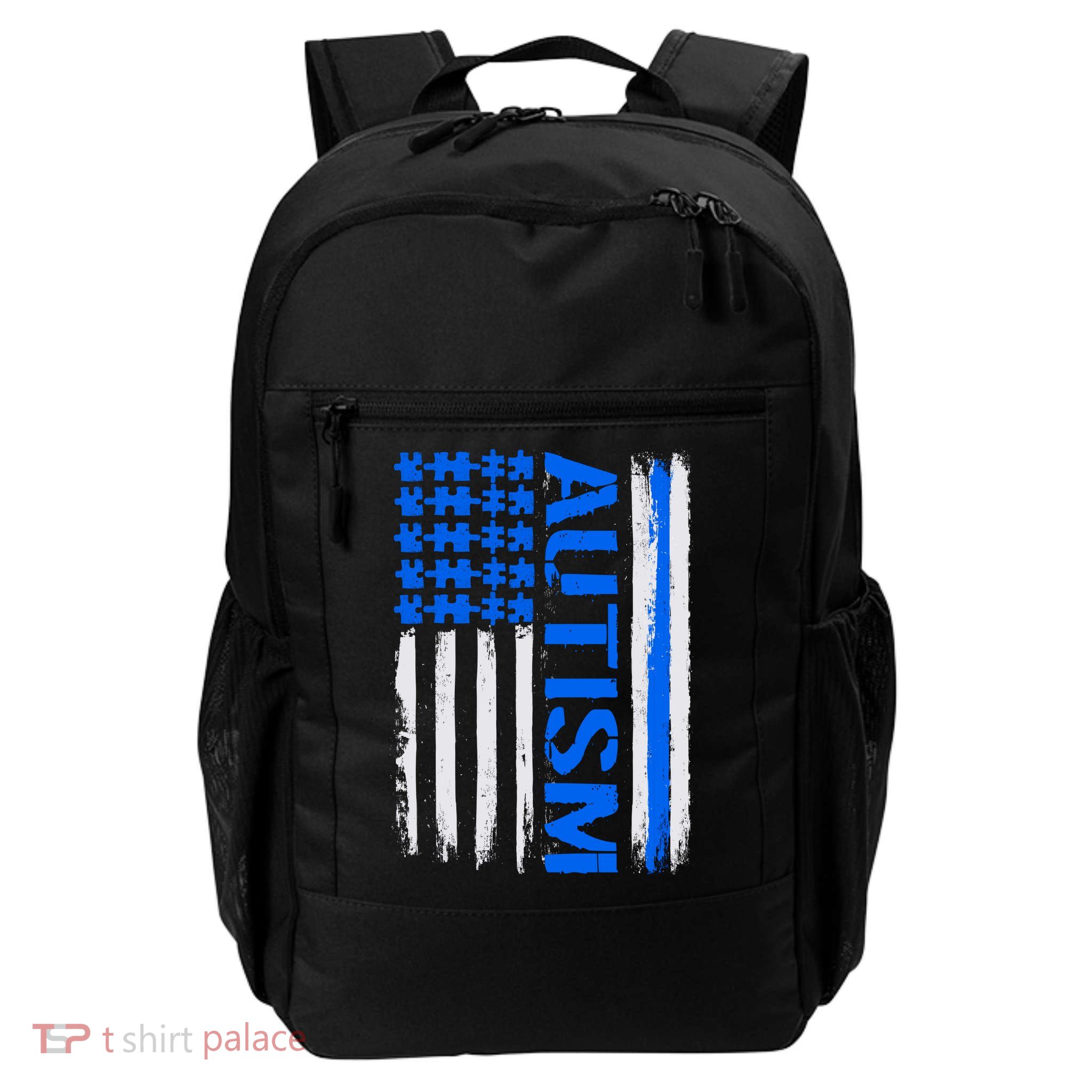 USA Autism Awareness Puzzle Flag Daily Commute Backpack