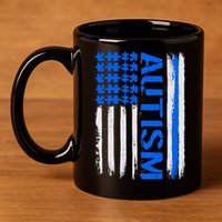 USA Autism Awareness Puzzle Flag 11oz C Handle Ceramic Mug