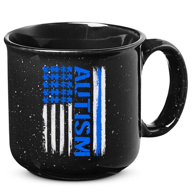 USA Autism Awareness Puzzle Flag 15oz Campfire Ceramic Mug