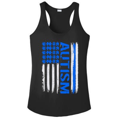 USA Autism Awareness Puzzle Flag Ladies PosiCharge Competitor Racerback Tank