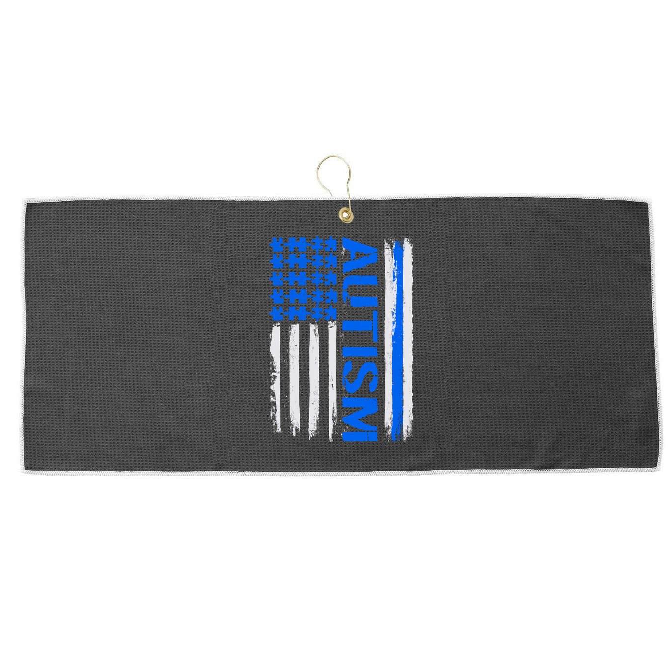 USA Autism Awareness Puzzle Flag Large Microfiber Waffle Golf Towel