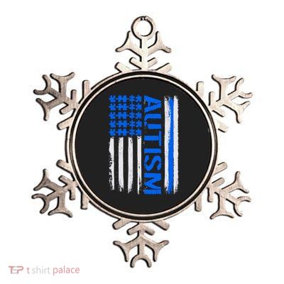 USA Autism Awareness Puzzle Flag Metallic Star Ornament