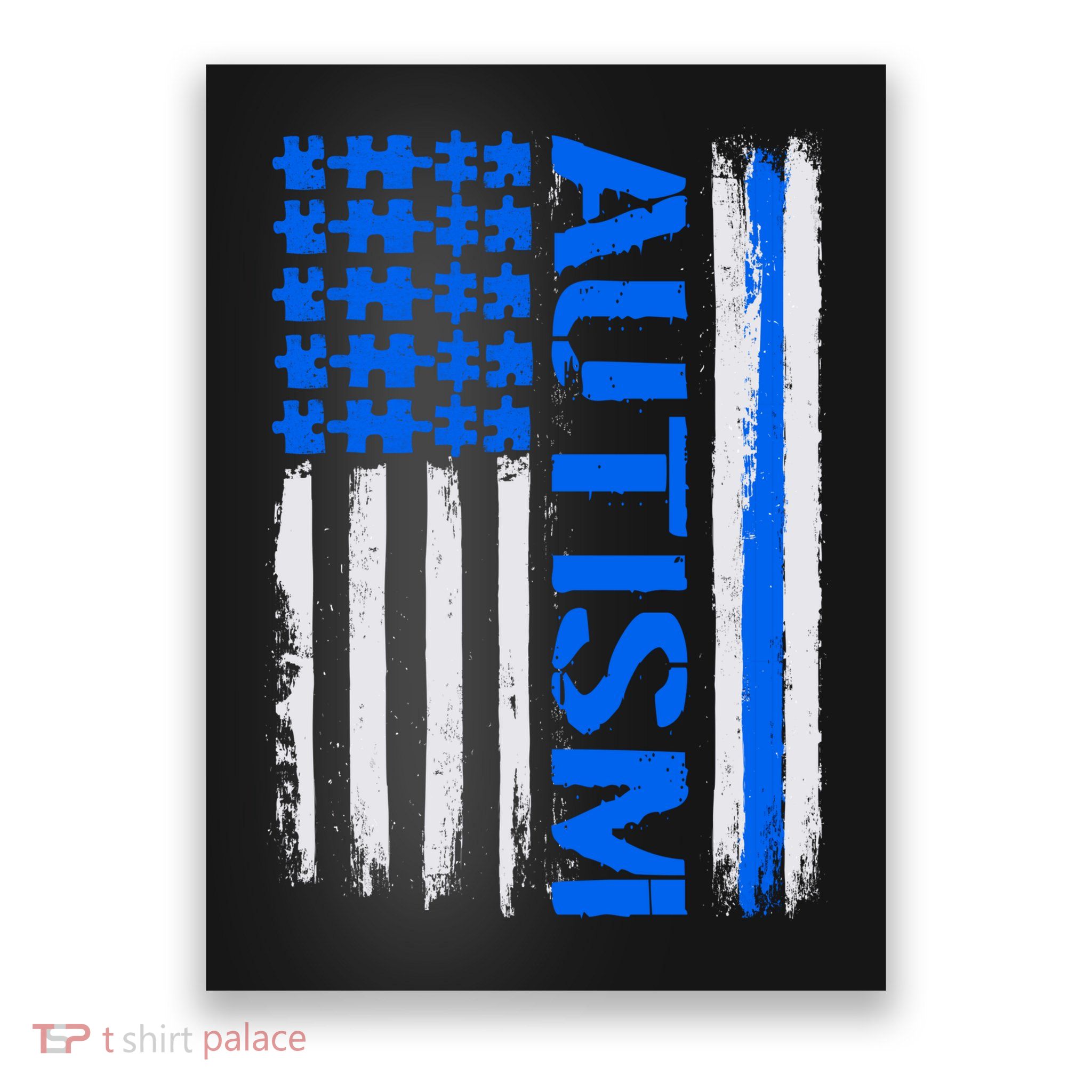 USA Autism Awareness Puzzle Flag Poster