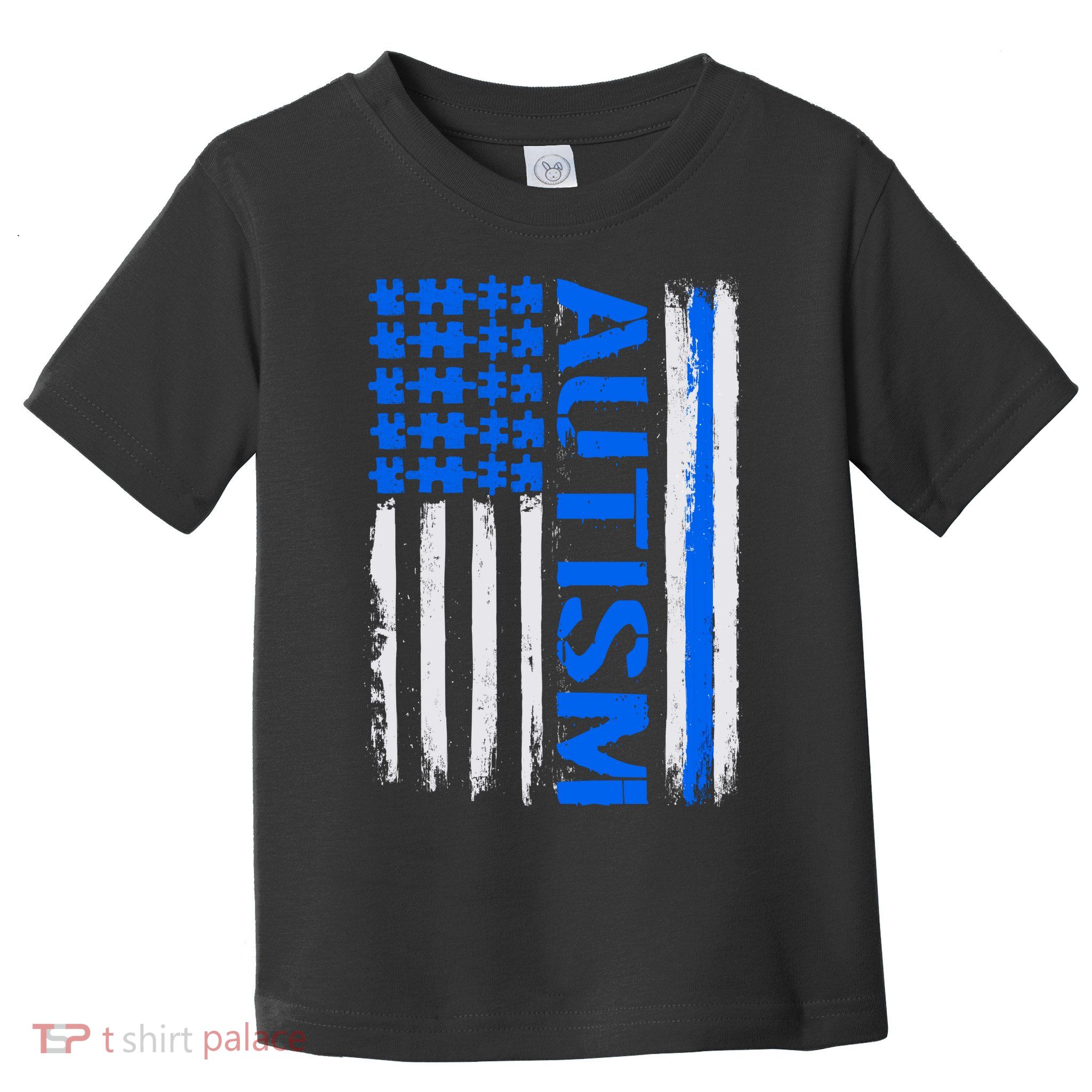 USA Autism Awareness Puzzle Flag Toddler T-Shirt