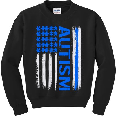 USA Autism Awareness Puzzle Flag Kids Sweatshirt