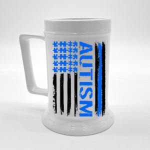 USA Autism Awareness Puzzle Flag Beer Stein