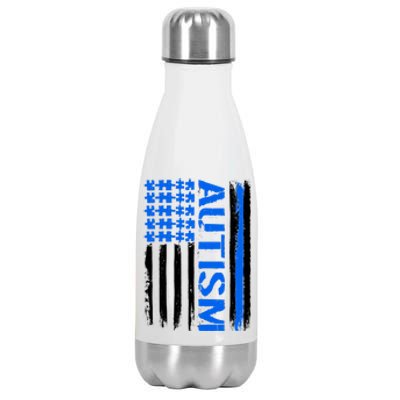 USA Autism Awareness Puzzle Flag Stainless Steel Insulated Water Bottle