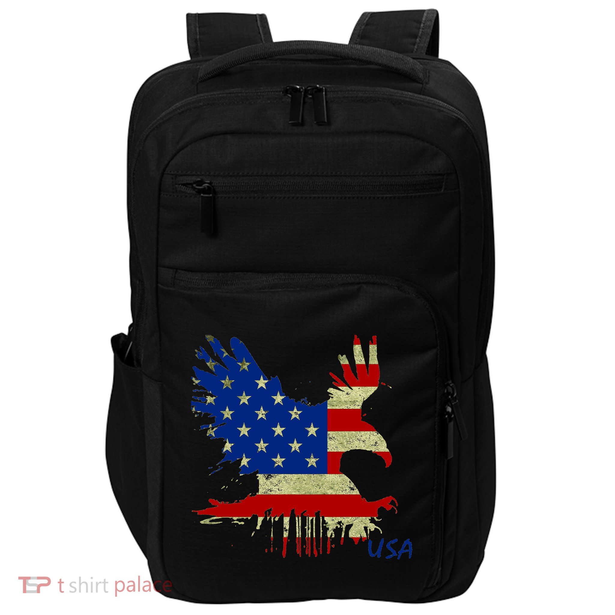 USA Bald Eagle Flag Drip 4th of July Impact Tech Backpack
