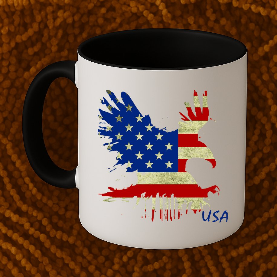 USA Bald Eagle Flag Drip 4th of July Mug