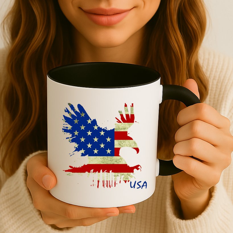 USA Bald Eagle Flag Drip 4th of July Mug